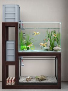 Multi-layer Wood Fish Tank Support Stand