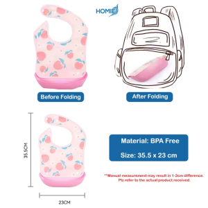 🥣HOMIE Toddler Feeding Silicone Bib – Removable Pocket Waterproof & Easy to Clean/BPA Free/Durable