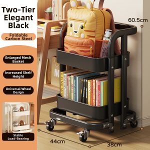Portable Foldable Book Organizer Cart with Wheels