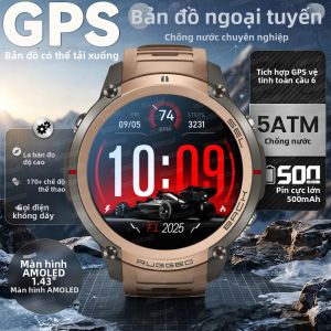 GUHUAVMI | Đồng Hồ Thông Minh GPS 1.43 Inch Mới Năm 2026 Thể Thao Ngoài Trời Chống Nước 5ATM Tích Hợp NFC Đo Nhịp Tim Gọi Bluetooth Màn Hình Amoled Theo Dõi Sức Khỏe