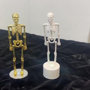 Skeleton Figurine Set - Full Body & Skull Collectibles with LED Light Gothic Desktop Decor for Office Living Room & Bedroom
