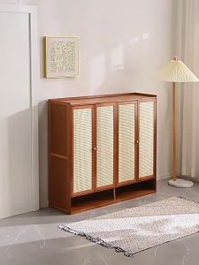 Bamboo mall Shoe Rack Organizer With Door Bamboo Shoe Cabinet Breathable Wooden High Quality