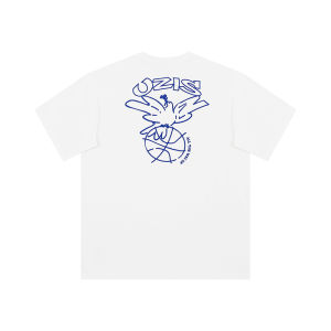 UZIS | Sporty American Style Dove Printed Crewneck Cotton T-shirt