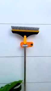 Sikat Lantai Kamar Mandi 2 In 1 / Sikat Mutifungsi Gagang Panjang Stainless / Sikat Pembersih Toilet Multifungsi
