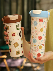 Ceramic Inner Lid Insulated Water Bottle Ladies High Aesthetic Value Portable Dual Drink Tea Water Separation Cup Student New 2025