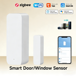 iHseno | WiFi Zigbee3.0 2MQTT Smart Door Window Sensor Tuya Security Alarm Detector Open/Closed Monitor Works with Alexa Smart Life
