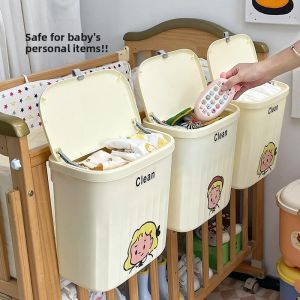 Baby Bedside Storage Bag Hanging Basket Diaper Changing Station Side Pocket Bibs And Wipes Organizer Bag for Infants And Babies