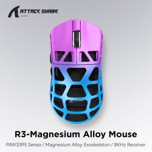 ATTACK SHARK | Attack Shark R3 Magnesium Alloy 8K Wireless MousePAW3395 SensorTri-ModeWeb Cloud Driver 8000Hz High Brush FPS Gaming Mouse