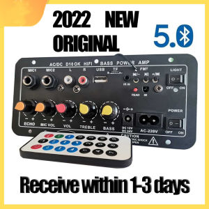 2025 New Hot Sale AC 220V 12v 24v Digital Bluetooth Stereo Amplifier Board Subwoofer Hifi Stereo Audio Amplifier For 8-12 Inch Speaker with Dual Microphone Karaoke Support USB TF Remote Control