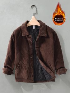 Mens Winter Thickened Warm Cotton Jacket Pure Cotton Corduroy Outerwear Traditional Northeast Chinese Style Coat Fashionable Urban Loose Fit