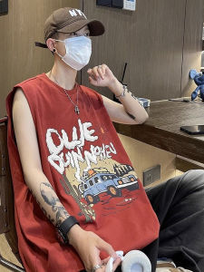 Áo Vest Không Tay in Họa Tiết Mỹ Cỡ Lớn 300 Pound Thời Trang Mùa Hè Cho Nam Và Nữ Áo Khoác Ngoài Rộng Rãi Thể Thao Hip Hop Hở Vai