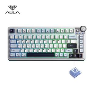 AULA | Aula AU75 Wireless Mechanical Keyboard 75% Hot-Swappable RGB Multi-Device Knob Control PBT Keycaps Customizable Backlit