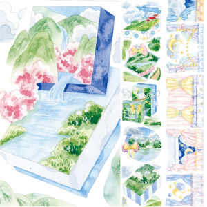 เทป PET แบบใหม่เจ็ดวันสําหรับสาวๆสมุดที่บันทึกด้วยมือน่ารักสําหรับตกแต่งเทปสติกเกอร์สําหรับตกแต่งผ้าม่านกล่องของขวัญทิวทัศน์