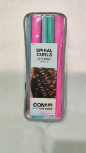 Conair Spiral Rollers Flexible Hair Curlers for Long Hair No-Heat Styling Soft & Bouncy Curls 12-Piece Set with Storage Bag