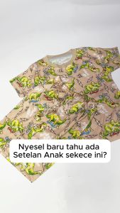 Code8.id Baju Kaos Setelan Printing Anak Laki Laki Karakter Kartun Motif Hitam Dino Lucu 1 10 Tahun