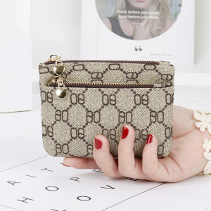 Ladies Short Mini Wallet Card Holder Coin Key Zipper Handbag Two-In-One New 2025 Fashion PVC Material Geometric Pattern
