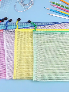 Mesh Zipper Bag zipper file organizer pvc zipper bag  file bag Waterproof Mesh Pouch folder