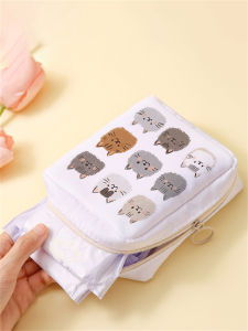 Cartoon cat printed sanitary napkin storage bag womens lightweight tissue bag sanitary tissue bag