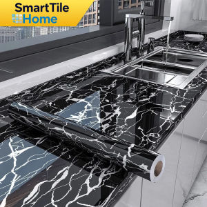 วอลเปเปอร์ วอลเปเปอร์ห้องครัว กันน้ำ PVCกันน้ำ 300/500CM แบบกันน้ำ สติ๊กเกอร์ลายหินอ่อน กันน้ำมัน คุณภาพสูง วอลเปเปอร์ ทนไฟและทนอุ มีกาวในตัว