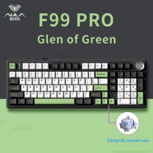 Bàn Phím Cơ Chơi Game AULA F99PRO 99 Phím Kết Nối Không Dây Ba Chế Độ Cấu Trúc Gasket Có Thể Thay Nóng Tùy Chỉnh Được Với Núm Điều Khiển Đa Phương Tiện