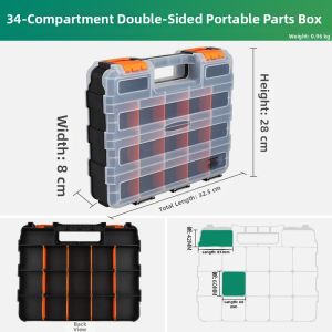Portable Multi-Section Tool Box for Screws Drill Bits and Parts