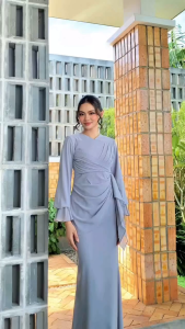 Clara Slim Dress Gaun wanita Remaja Trendy pesta Kondangan Cantik elegant bahan Ceruty Full Puring Dress wanita Bridesmaid Style Melayu bahan adem Size M L XL XXL