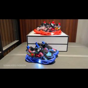 SENMA Spiderman Shoes For Kids Boys Rubber Shoes With Lights Korean Sapatos Baby Shoes 1 To 5 Years Old