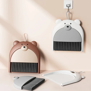 Small Broom Dustpan Set Cartoon Teddy Bear Household Desktop Garbage Shovel Small Dustpan Mini Foldable
