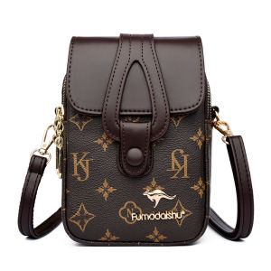 กระเป๋าสะพายข้างหนังแท้แบบสะพายข้างสำหรับผู้หญิง กระเป๋าใส่โทรศัพท์มือถือแบบซิปด้านหน้าพร้อมกระเป๋าสตางค์หลายชั้น กระเป๋าสะพายข้างแบบยาว กระเป๋าสะพายข้างแบบพกพา