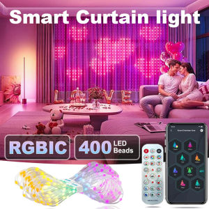 Wifi Smart LED Curtain Light RGB Dimmable DIY Pattern Music Ambient Lighting For Home Holiday Party Christmas Decoration