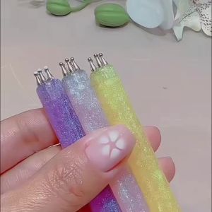 5-Petal Nail Art Dot Pen Fine Tip Rhinestone Pickers Glitter Handle Manicure Nail Tools Brushes DIY Nail Art Flower Creator