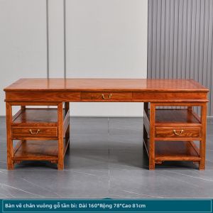 XIANMINGYUAN | Bàn Làm Việc Gỗ Hồng Mộc và Gỗ Teak Châu Phi Phong Cách Cổ Điển Trung Quốc