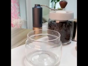 FuHouse Airtight Glass Canister for Coffee Bean Powder Food Storage Borosilicate Glass Air Extraction Vacuum Sealed Jar Container