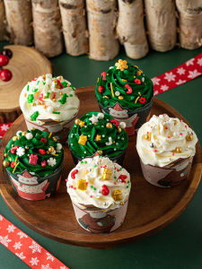 ลูกปัดนมสดตกแต่งเค้กวันคริสต์มาสหลากสีสัน ลูกปัดน้ำตาลสำหรับตกแต่งขนมปัง วันหยุดพิเศษ