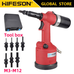 HIFESON Heavy Duty Industrial Hydrauli Automatic Pneumatic Rivet Tool Riveter Blinding Riveting Nuts Tool Rivnut Riveting Metric For M3 M4 M5 M6 M8 M10 M12 Stainless Steel Carbon Steel Aluminum