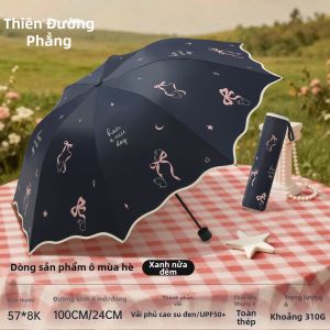 TIANTANGSAN | Dù Nữ Gấp Ba Chống Nắng Mưa UV Họa Tiết Trái Tim Xách Tay
