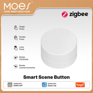 MOES | MOES Tuya Zigbee Smart Scene Switch Rotary Button Wireless Remote Control Light RGB Dimmable Adjustable 5 Actions Home Scenarios