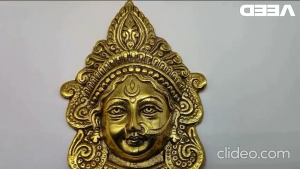 Durga Mata Wall Hanging Idol | Gold Finished Metal Decorative Face Showpiece for Pooja & Festive Gift (12×15cm)