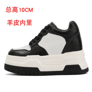 Black White Panda Shoe 14cm Heightening Spring 2024 New 10CM Thick Bottom Small Size Sport Casual Womens Shoe