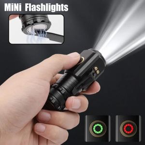 Powerful Mini EDC LED Flashlight 2000LM Super Bright Keychain Light USB Rechargeable Torch Camping Lantern with Power Indicator