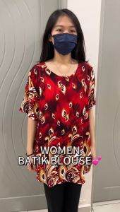 Batik Blouse Wanita/Women Batik Blouse Size Besar/Flower Blouse/Aunty Blouse/Blouse Ibu Bunga/Good Quality/New Arrival