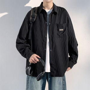 Kawadu | Casual Loose Long Sleeve Striped Japanese Retro Youth Shirt