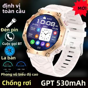 Đồng Hồ Thông Minh Dành Cho Nam Nữ Thể Thao Ngoài Trời Tích Hợp GPS La Bàn Đèn Pin Mạnh 530mAh SOS Gọi BT GPT Thích Hợp Cho Cắm Trại Đi Bộ Đường Dài