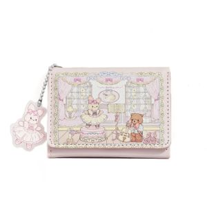 Vintage Bear and Rabbit Short Wallet Multi Slot Portable Money Bag PU Coin Purse Girl