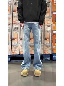 Lightning Pattern Slim Fit Tapered Flared Jeans