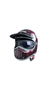 KHC Helm FullFace Cakil Motif List Chrome PET Gogle FREE ST+BUFF MASKER