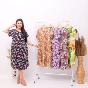 PROMO DASTER DRESS WANITA MOTIF TERBARU LENGAN PENDEK PANJANG 110 - DASTER MIDI