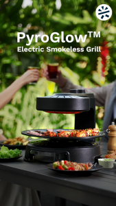 KITH Smokeless BBQ - PyroGlow™ Knob | 99.9% Smokeless | Patented 360° Auto-Rotate Grill Pan | SBG-KC-BG2
