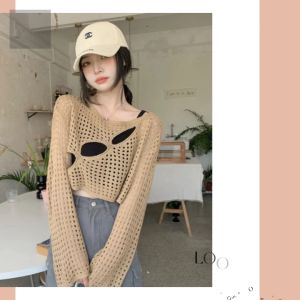 LHMoonlight 🔥 เสื้อครอบคลาส ตาข่าย ไหมพรม ใส่สบาย ไม่คัน ดีเทล แต่งแหวก 3 รู ดูดีแฟชั่น เก๋ไก๋สูงสุด 3 สีสุดคลาสสิค ใส่เที่ยวชิคๆ ได้เล๊ย 🎊