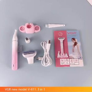 VGR | VGR Electric 3-in-1 Beauty Cleaning Set Facial Shaver Eyebrow Trimming Machine Nose Hair Trimmer Female Body Shaver V-611